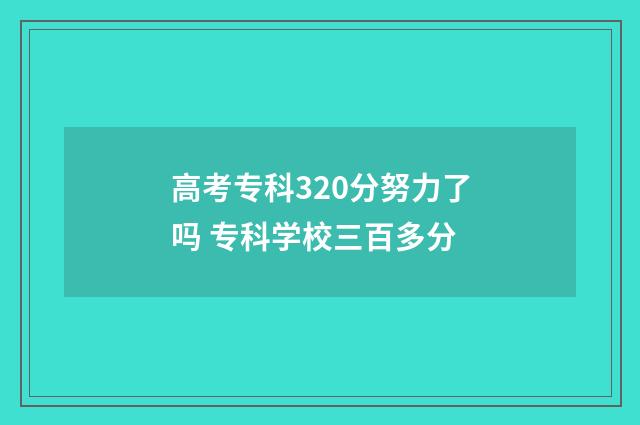 高考专科320分努力了吗 专科学校三百多分