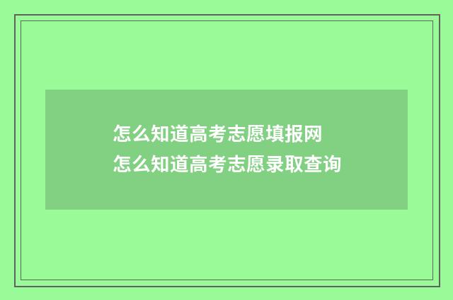 怎么知道高考志愿填报网 怎么知道高考志愿录取查询