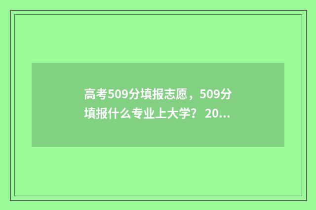 高考509分填报志愿,509分填报什么专业上大学? 2021高考509分什么水平