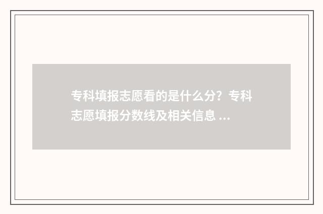 专科填报志愿看的是什么分?专科志愿填报分数线及相关信息 专科填报志愿看位次吗