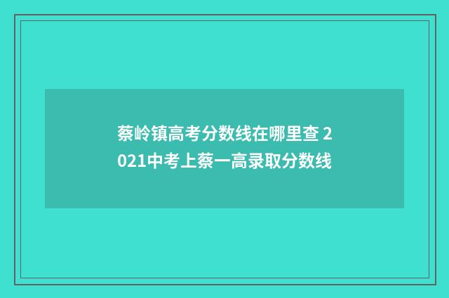 蔡岭镇高考分数线在哪里查 2021中考上蔡一高录取分数线