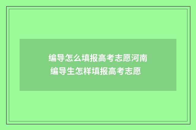 编导怎么填报高考志愿河南 编导生怎样填报高考志愿