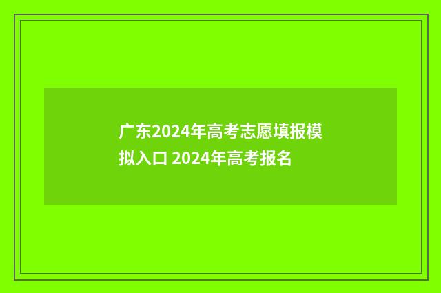广东2024年高考志愿填报模拟入口 2024年高考报名