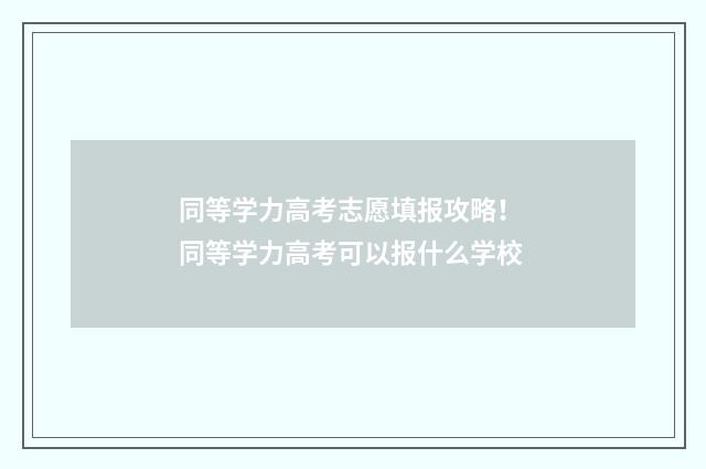 同等学力高考志愿填报攻略！ 同等学力高考可以报什么学校