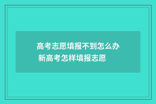 高考志愿填报不到怎么办 新高考怎样填报志愿