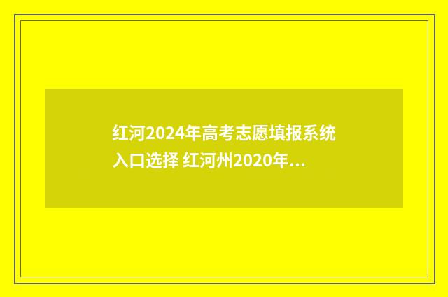 红河2024年高考志愿填报系统入口选择 红河州2020年高考成绩