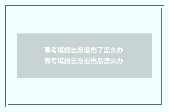 高考填报志愿退档了怎么办 高考填报志愿退档后怎么办