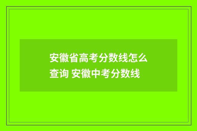 安徽省高考分数线怎么查询 安徽中考分数线