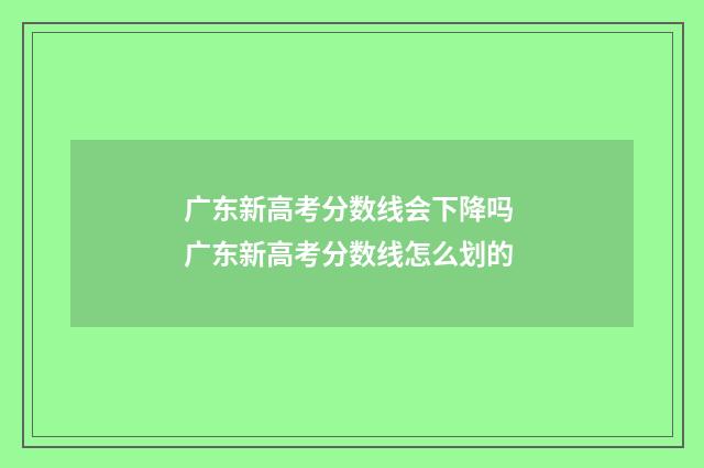 广东新高考分数线会下降吗 广东新高考分数线怎么划的