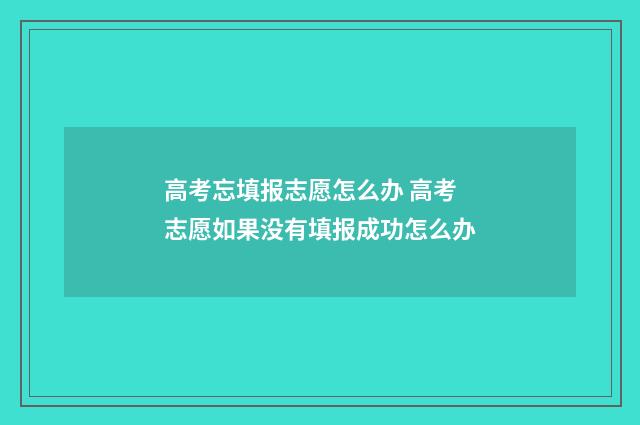 高考忘填报志愿怎么办 高考志愿如果没有填报成功怎么办