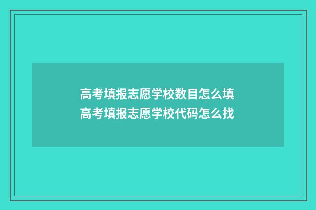 高考填报志愿学校数目怎么填 高考填报志愿学校代码怎么找