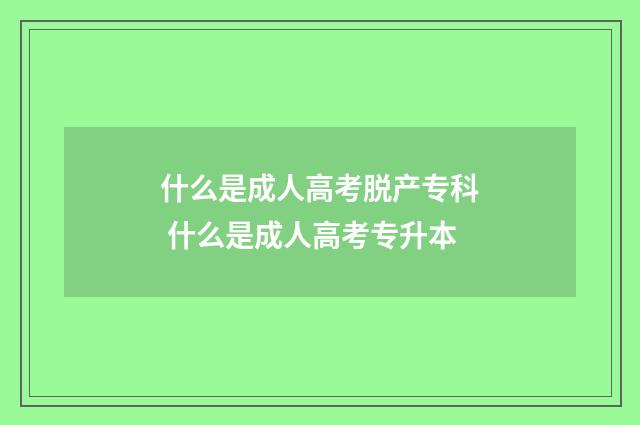 什么是成人高考脱产专科 什么是成人高考专升本
