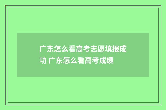 广东怎么看高考志愿填报成功 广东怎么看高考成绩