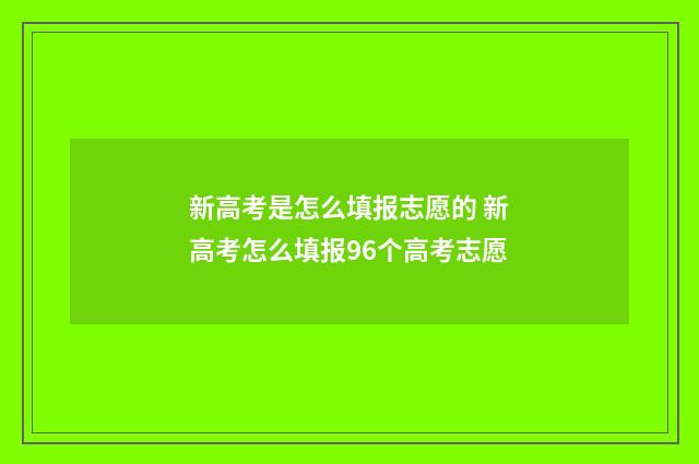 新高考是怎么填报志愿的 新高考怎么填报96个高考志愿
