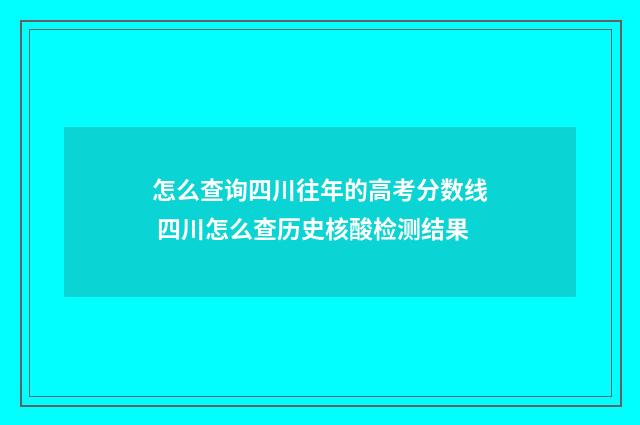 怎么查询四川往年的高考分数线 四川怎么查历史核酸检测结果