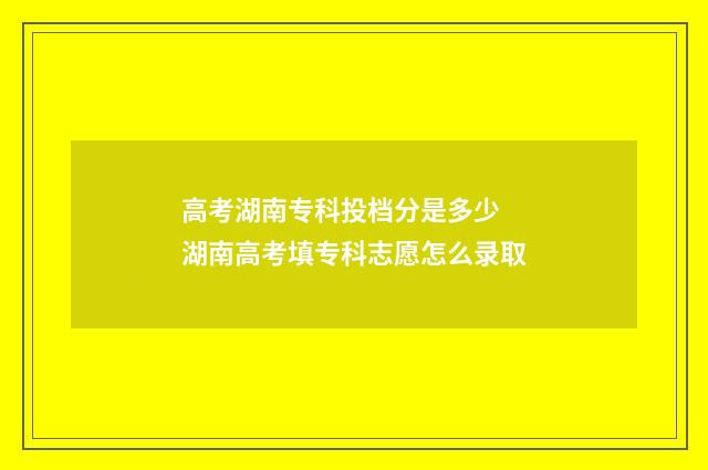 高考湖南专科投档分是多少 湖南高考填专科志愿怎么录取
