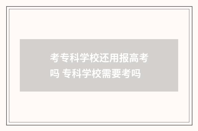 考专科学校还用报高考吗 专科学校需要考吗
