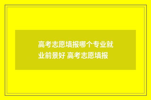 高考志愿填报哪个专业就业前景好 高考志愿填报