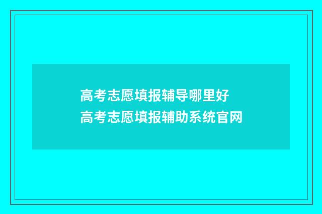高考志愿填报辅导哪里好 高考志愿填报辅助系统官网