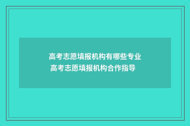 高考志愿填报机构有哪些专业 高考志愿填报机构合作指导