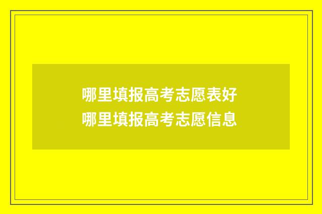 哪里填报高考志愿表好 哪里填报高考志愿信息