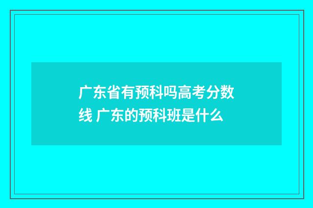 广东省有预科吗高考分数线 广东的预科班是什么