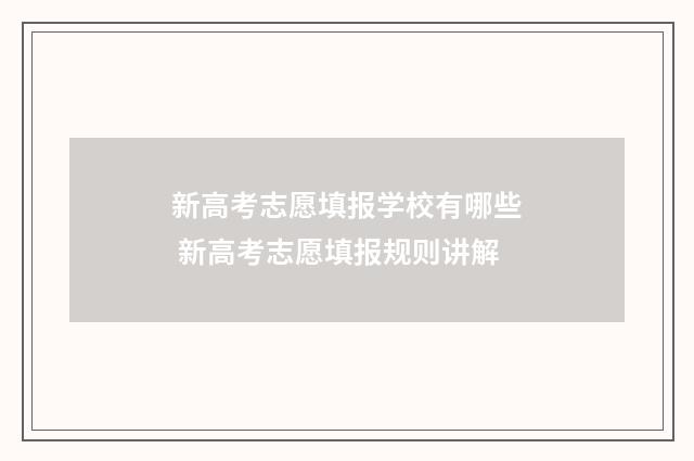 新高考志愿填报学校有哪些 新高考志愿填报规则讲解
