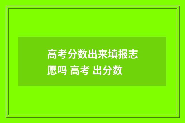 高考分数出来填报志愿吗 高考 出分数