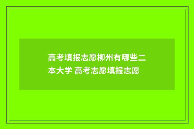 高考填报志愿柳州有哪些二本大学 高考志愿填报志愿