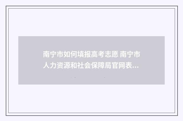 南宁市如何填报高考志愿 南宁市人力资源和社会保障局官网表格申请