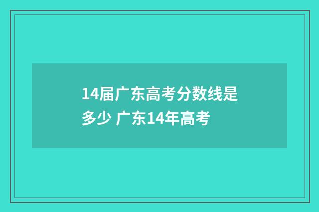 14届广东高考分数线是多少 广东14年高考