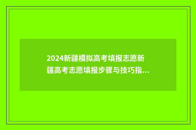 2024新疆模拟高考填报志愿新疆高考志愿填报步骤与技巧指南 新疆高考模拟填报系统