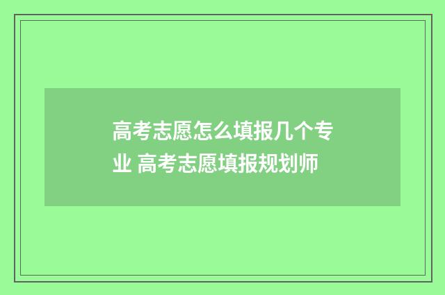 高考志愿怎么填报几个专业 高考志愿填报规划师