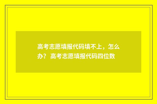 高考志愿填报代码填不上，怎么办？ 高考志愿填报代码四位数