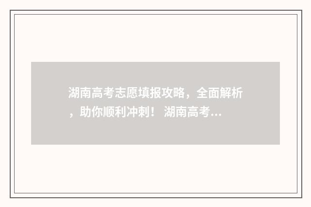 湖南高考志愿填报攻略，全面解析，助你顺利冲刺！ 湖南高考志愿填报专科