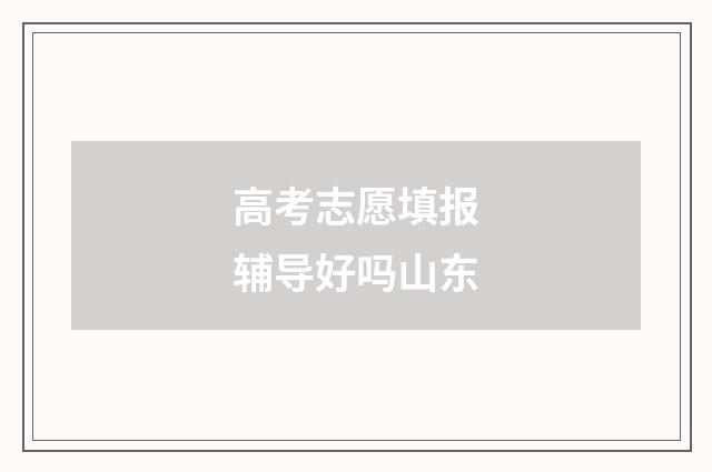 高考志愿填报辅导好吗山东