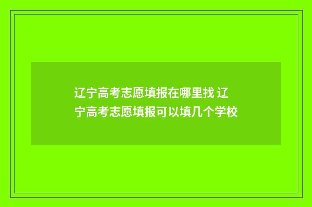 辽宁高考志愿填报在哪里找 辽宁高考志愿填报可以填几个学校