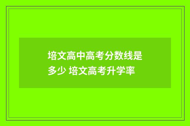 培文高中高考分数线是多少 培文高考升学率