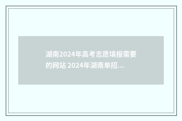 湖南2024年高考志愿填报需要的网站 2024年湖南单招分数线