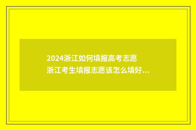 2024浙江如何填报高考志愿 浙江考生填报志愿该怎么填好些