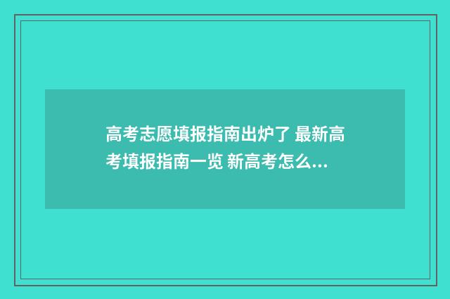 高考志愿填报指南出炉了 最新高考填报指南一览 新高考怎么填报志愿