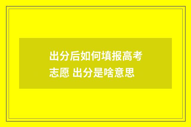 出分后如何填报高考志愿 出分是啥意思