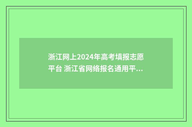 浙江网上2024年高考填报志愿平台 浙江省网络报名通用平台