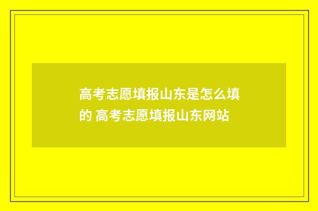 高考志愿填报山东是怎么填的 高考志愿填报山东网站