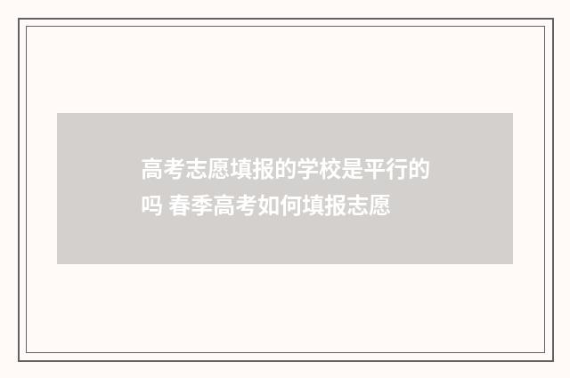 高考志愿填报的学校是平行的吗 春季高考如何填报志愿
