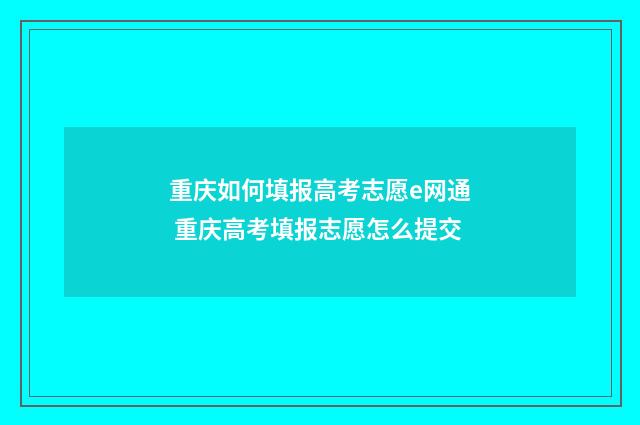 重庆如何填报高考志愿e网通 重庆高考填报志愿怎么提交