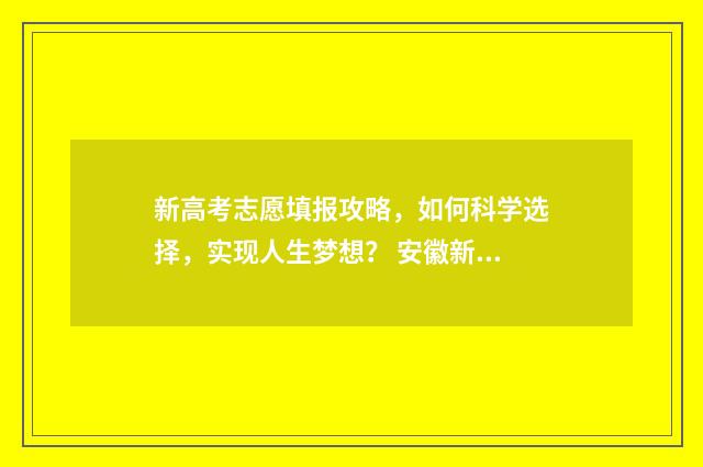 新高考志愿填报攻略,如何科学选择,实现人生梦想? 安徽新高考志愿填报