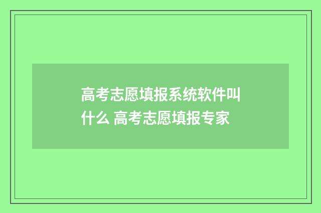 高考志愿填报系统软件叫什么 高考志愿填报专家