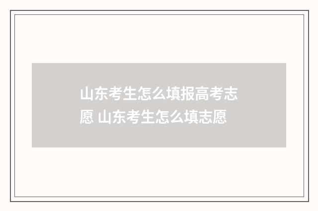 山东考生怎么填报高考志愿 山东考生怎么填志愿