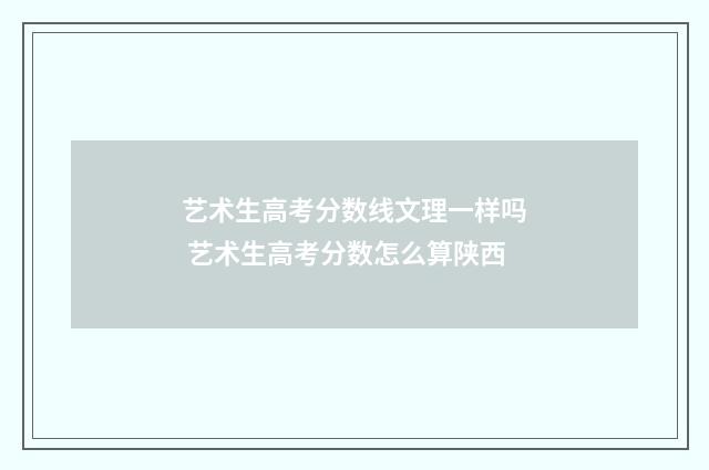 艺术生高考分数线文理一样吗 艺术生高考分数怎么算陕西